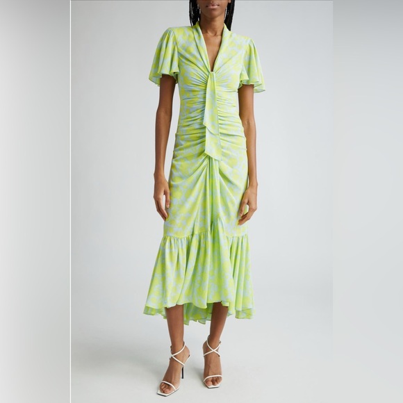 NWT cinq a' sept Floral Ruched High-Low Midi Dress Size 6 - Picture 3 of 9